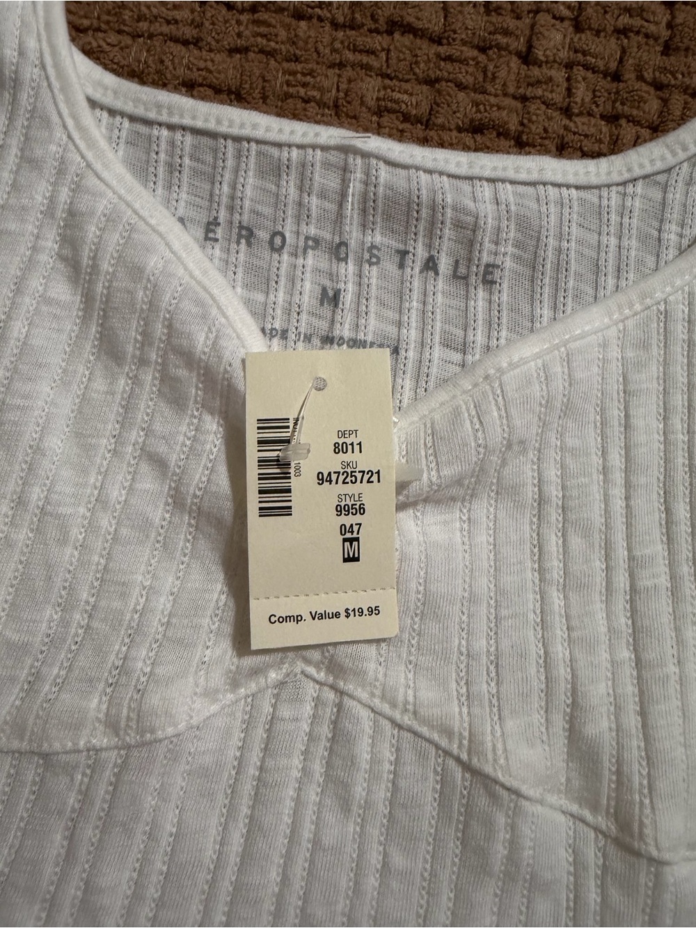 Aeropostale White Ribbed Tank Top - Women's/Medium - Picture 3 of 4